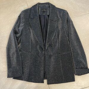 Grey shimmer double breasted blazer